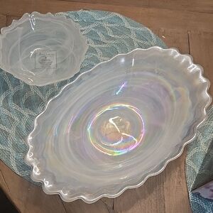 Iridescent White Serveware Bowl Set